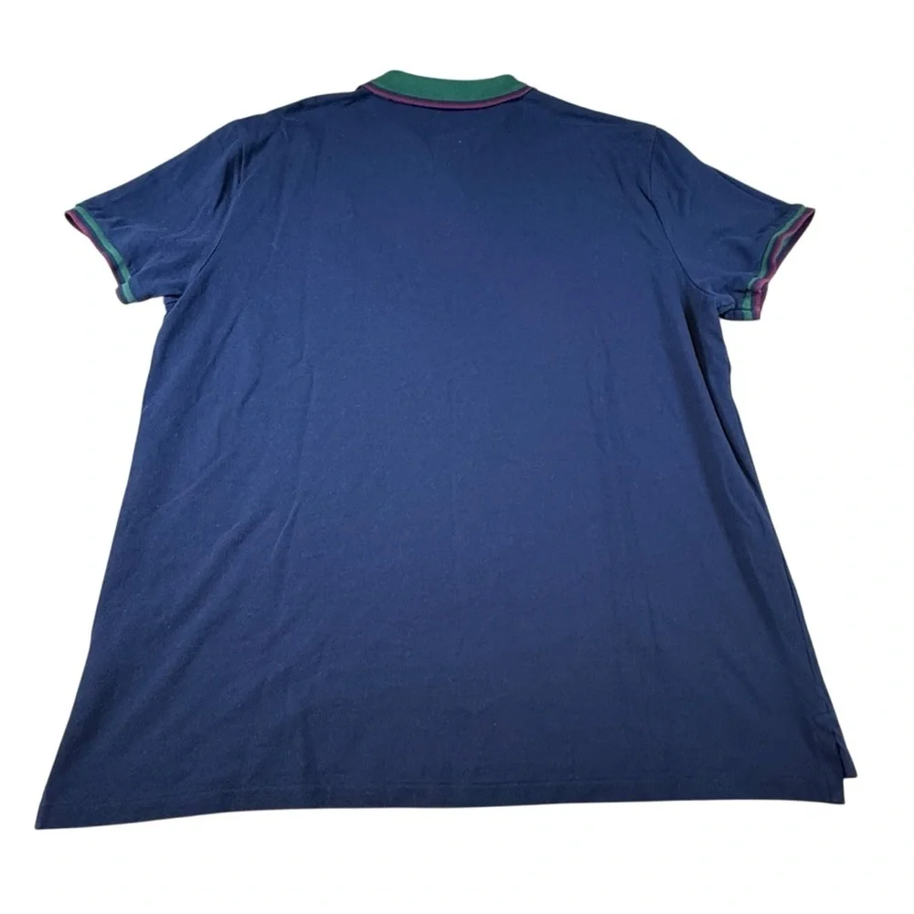 Polo Ralph Lauren XXL Custom Slim Fit Navy Big Pony Green Contrast Mesh Polo